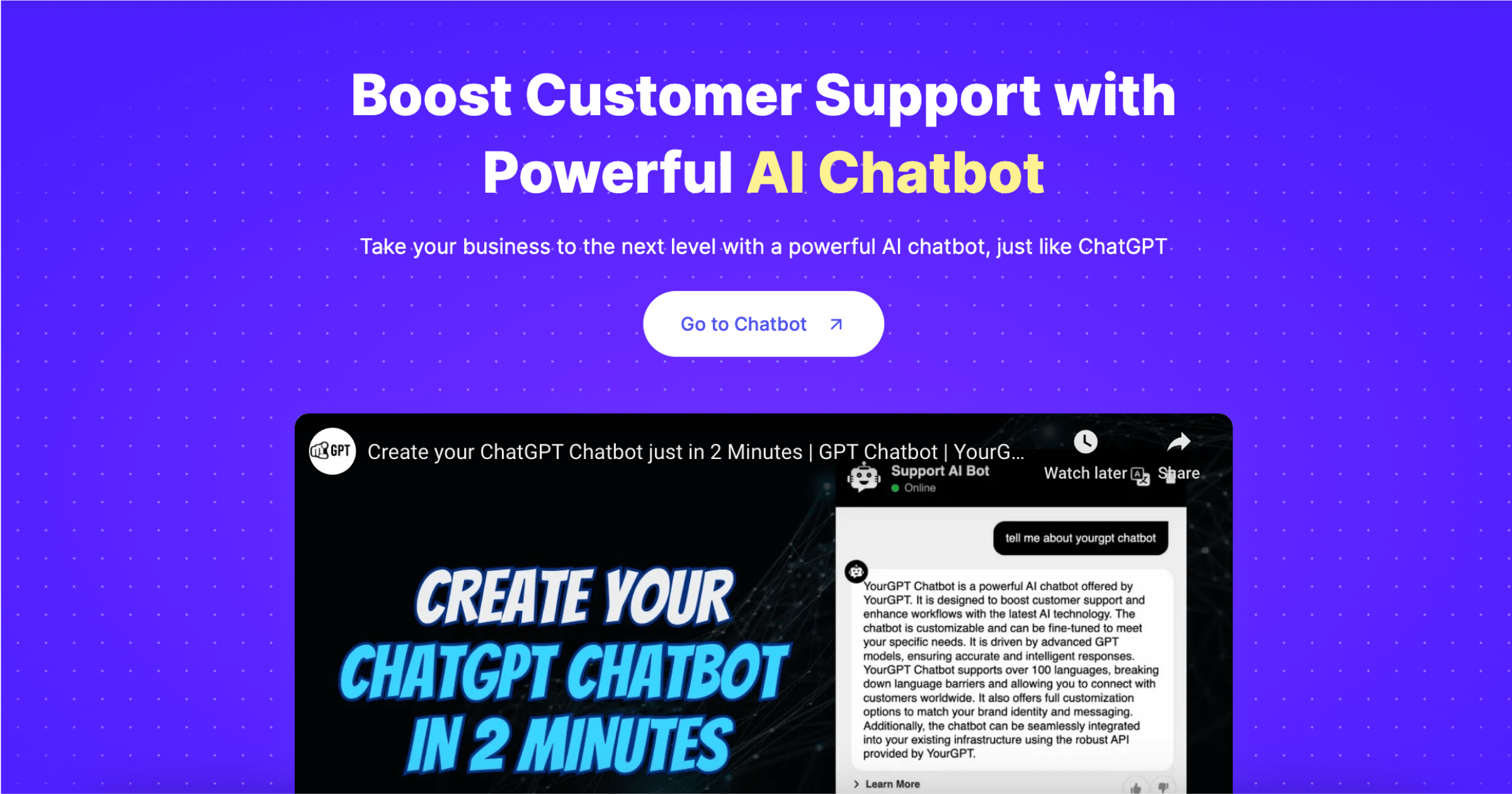 ChatGPT Chatbot for customer support | YourGPT Chatbot